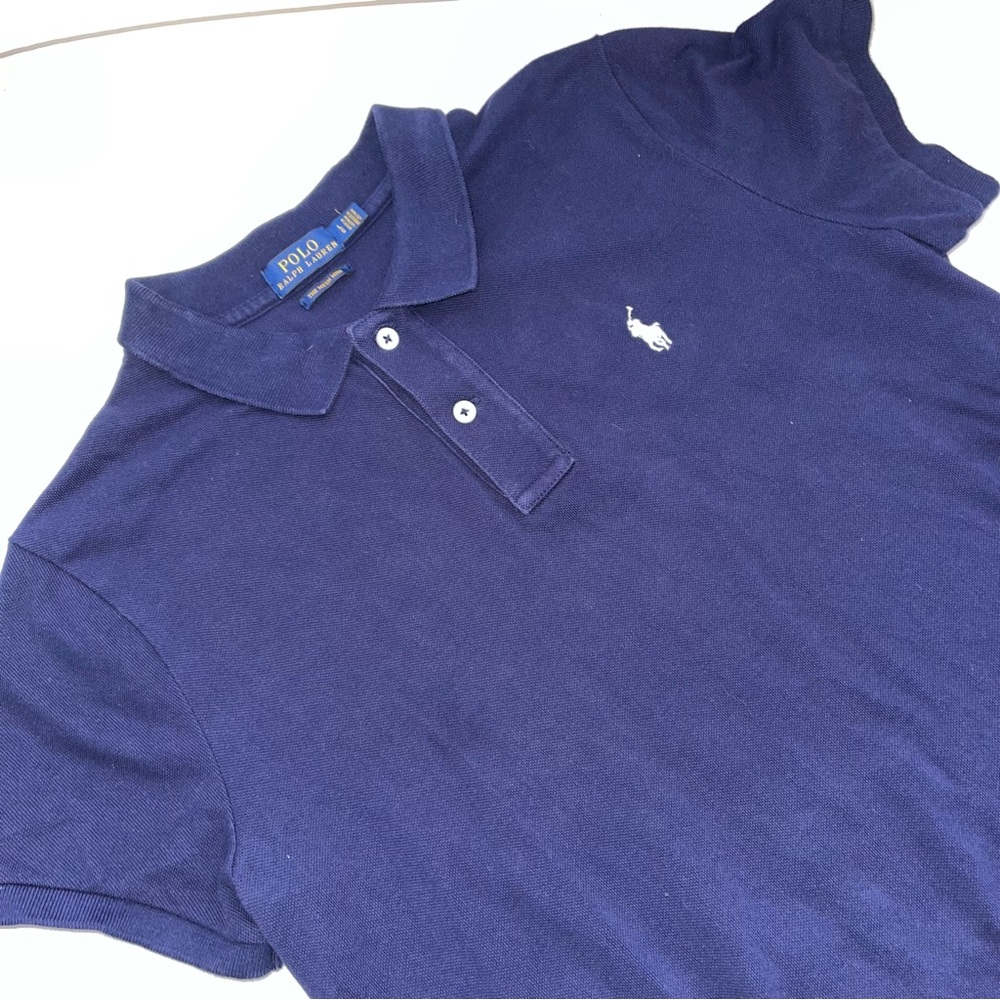 Polo Ralph Lauren Women Dress Large Blue Mesh Mini Logo Embroidered Short Sleeve